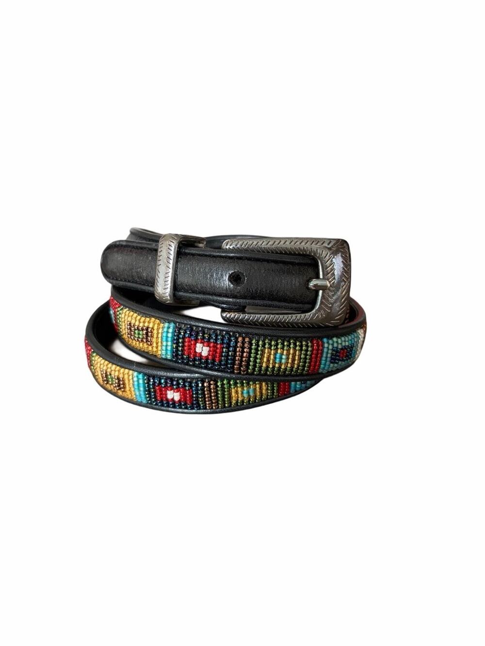 Brighton Black Leather Thin Belt size XL 36 Women’s Southwest Navajo 03501